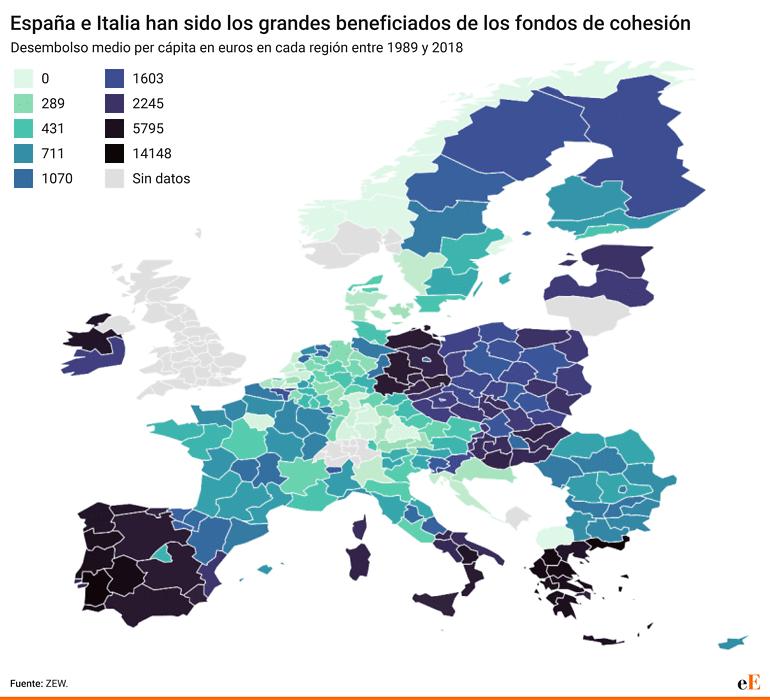 Así es el reparto de los fondos de cohesión.