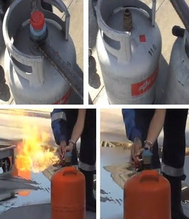 Extinción por eliminación en bombona de butano. Bomberos de Granada